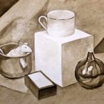 Натюрморт, рисунок _ сепия,бумага. Глеб, 13 лет.